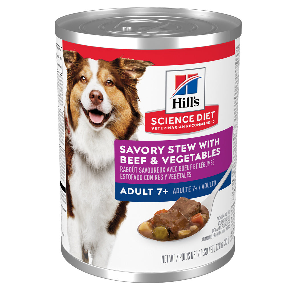 Hill's Science Diet Adult 7+ Savory Stew Wet Dog Food, Beef & Vegetables, 12.8 oz Can