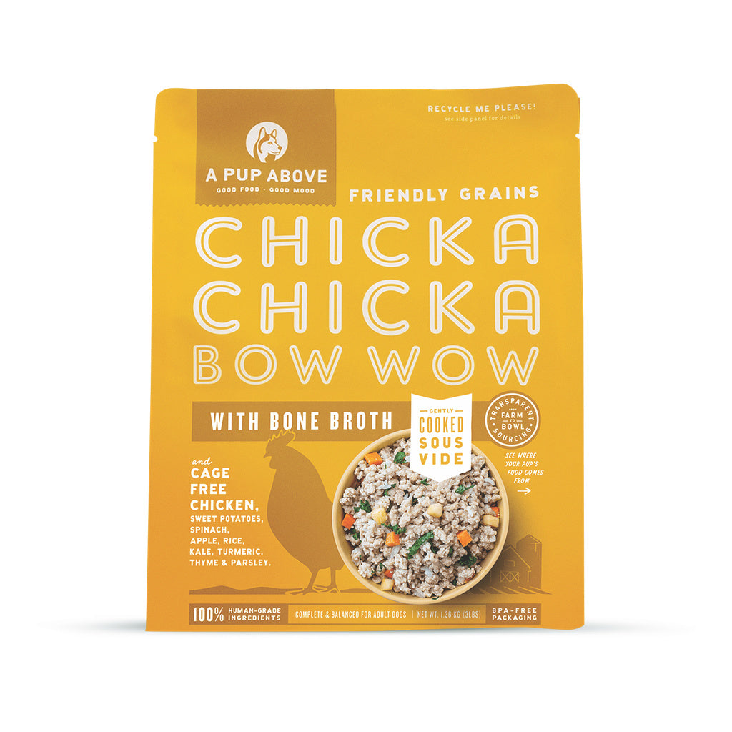 A Pup Above Chicka Chicka Bow Wow Frozen Dog Food - Gently Cooked, Human Grade, Chicken Recipe (3 lb)