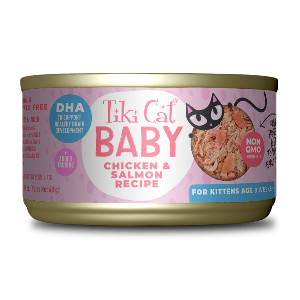 Tiki Cat Baby Kitten Wet Food, Chicken & Salmon Recipe, 2.4 oz Can