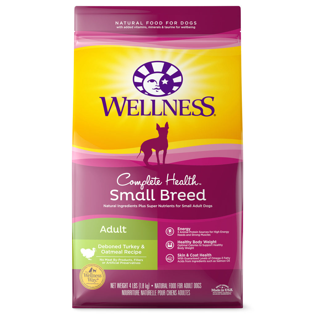 Wellness Complete Health Small Breed Adult Turkey & Oatmeal Recipe Dry Dog Food, 4 lb Bag