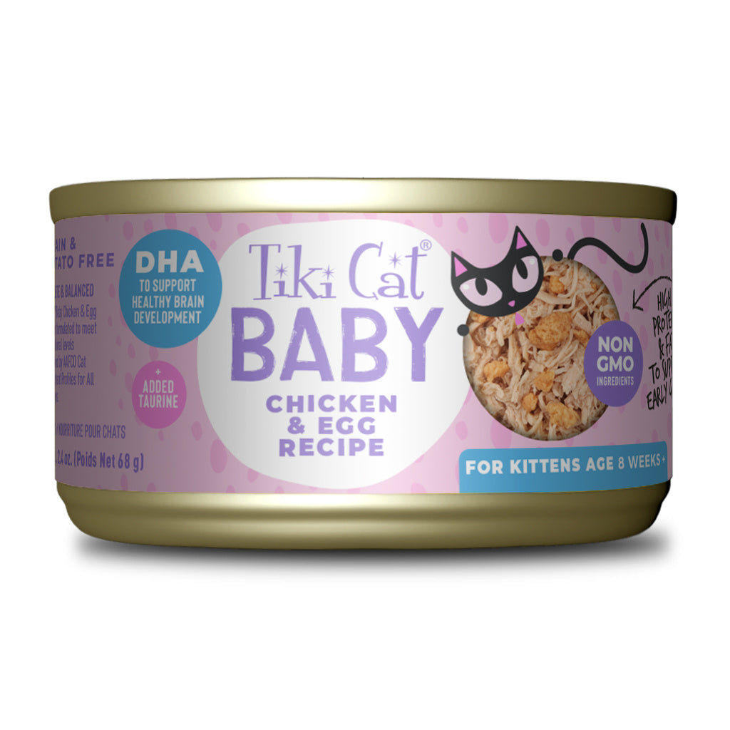 Tiki Cat Baby Kitten Food, Chicken & Egg Recipe, Wet Food, 2.4 oz Can
