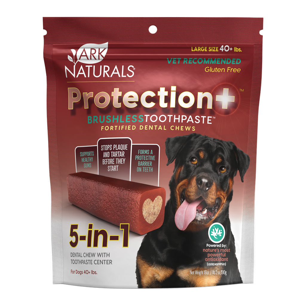 Ark Naturals Protection+ Brushless Toothpaste Dental Chews for Large Breed Dogs, 18 oz