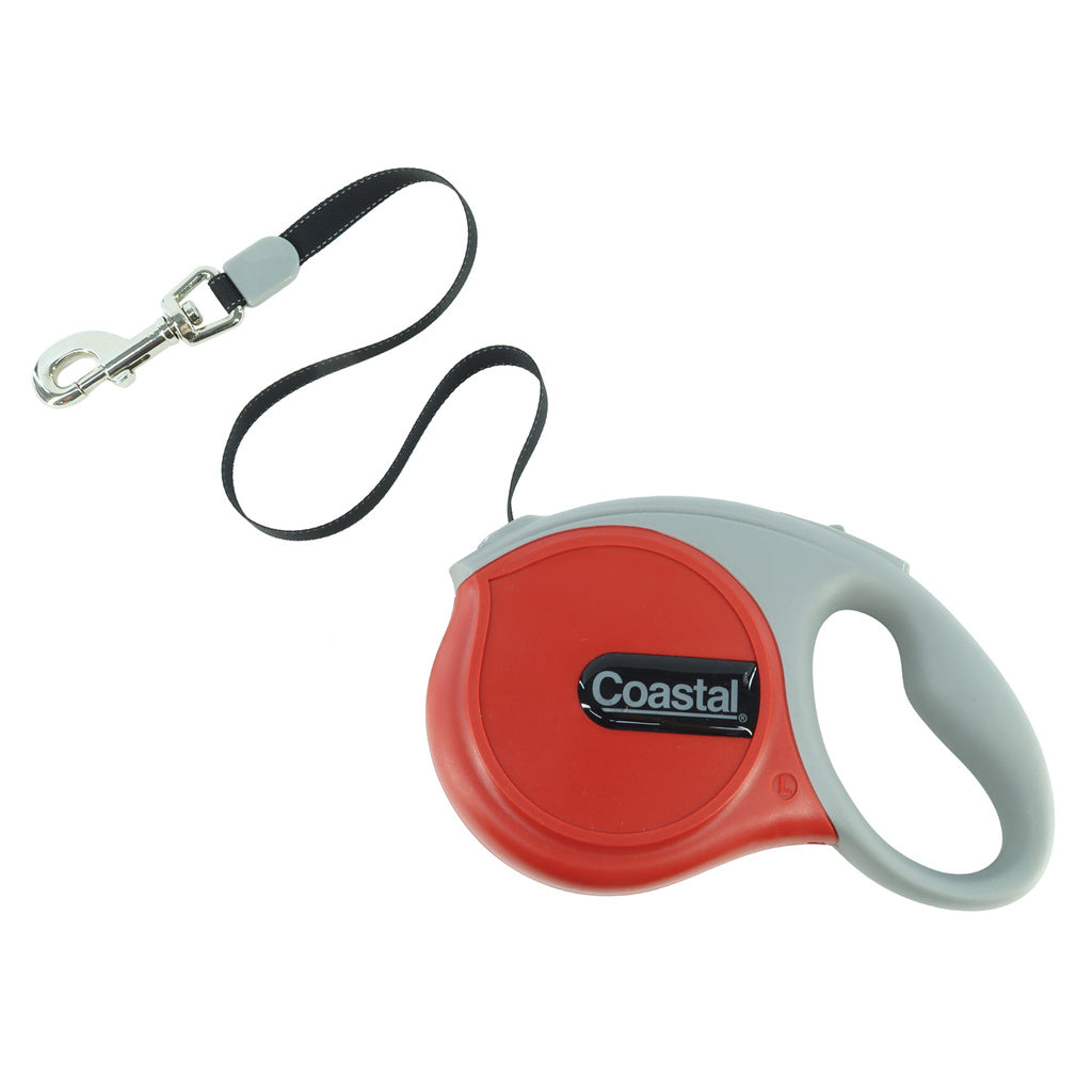 Coastal Power Walker Retractable Dog Leash - Red, Large, 16 ft - Up to 110 lbs