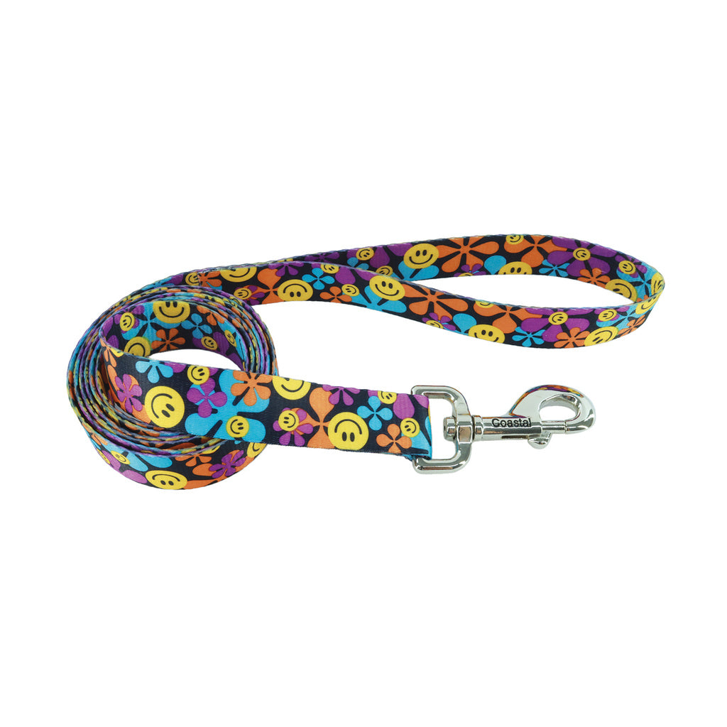 Coastal Styles Dog Leash - Wildflower Black - 6 ft x 5/8"