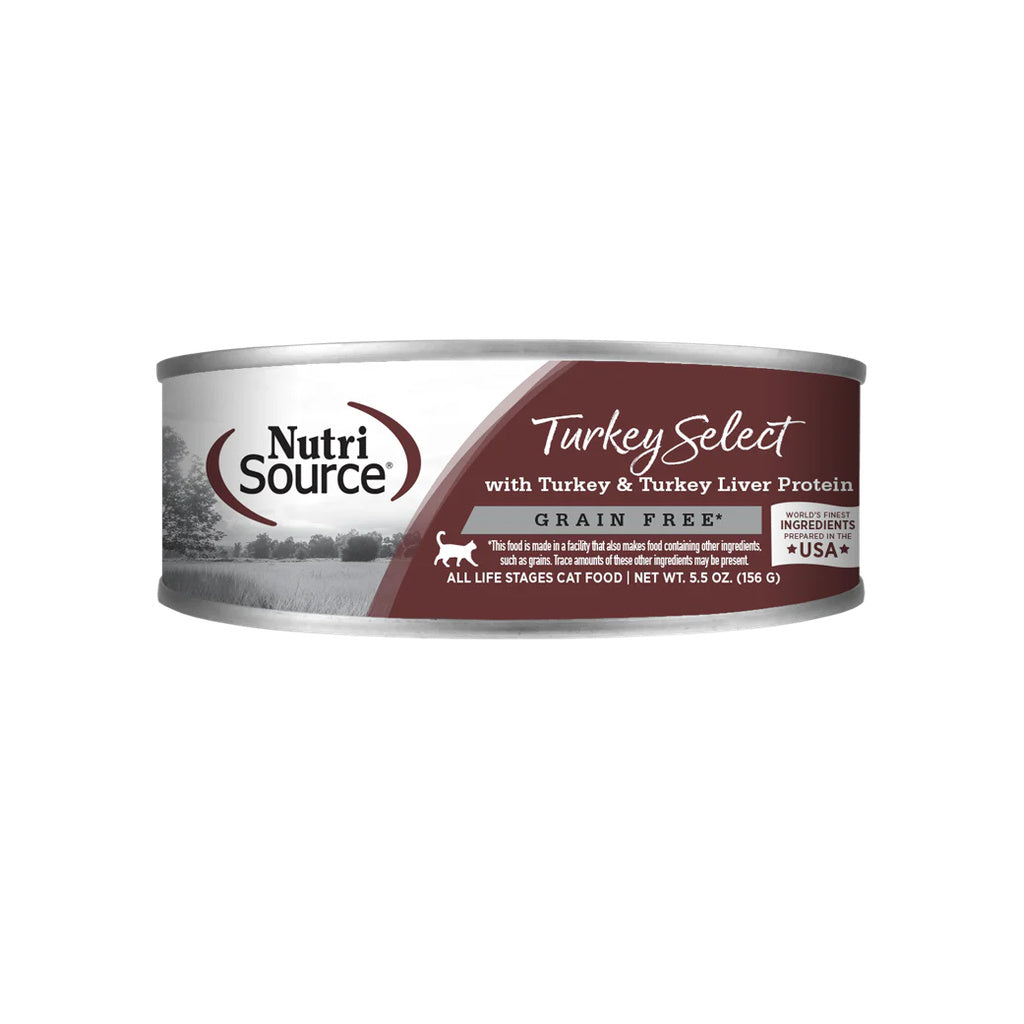 NutriSource Grain-Free Turkey & Turkey Liver Select Wet Cat Food, 5.5 oz