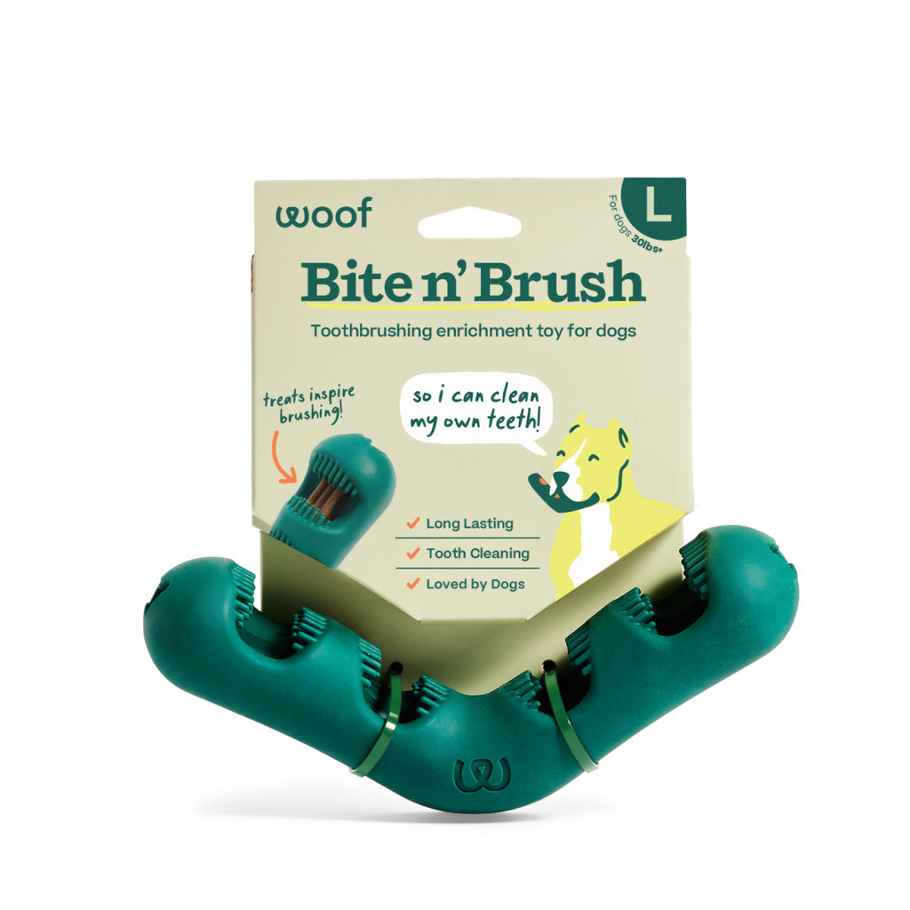 Woof Bite N Brush Large - Dog Toothbrush Chew Toy for Dental Care & Plaque Removal