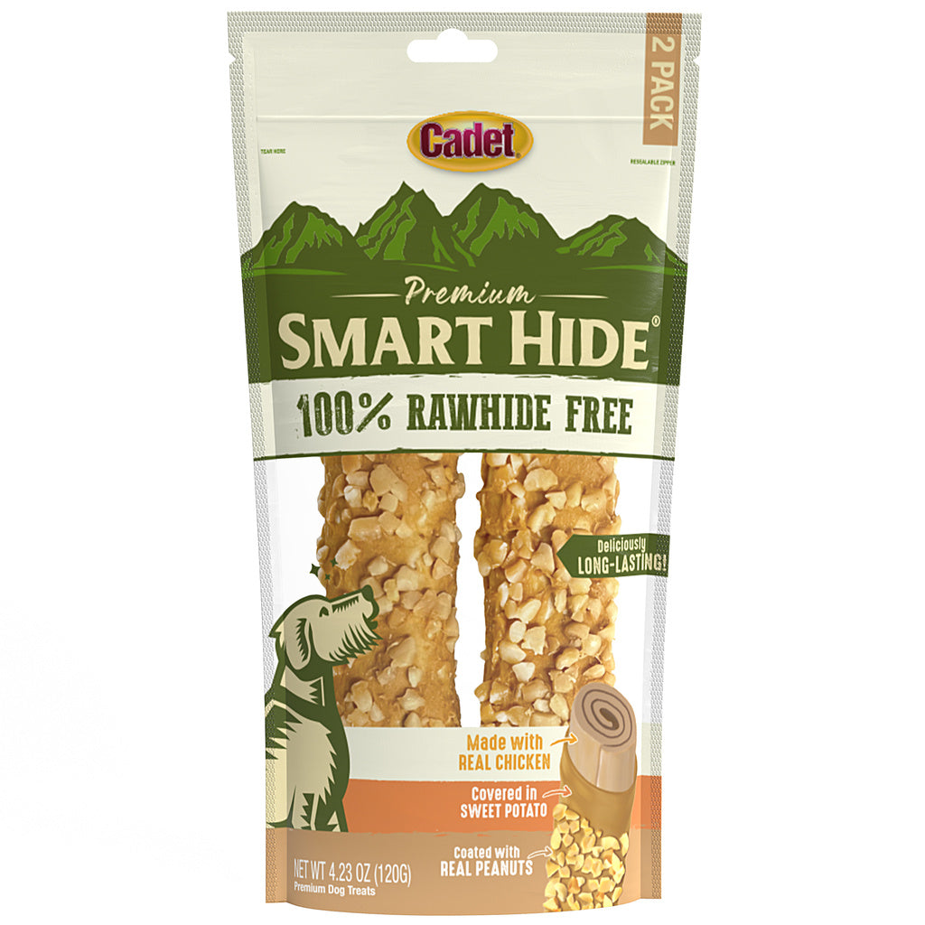 Cadet Smart Hide Rawhide Free Dog Chews - Chicken, Sweet Potato & Peanut, 2 Count
