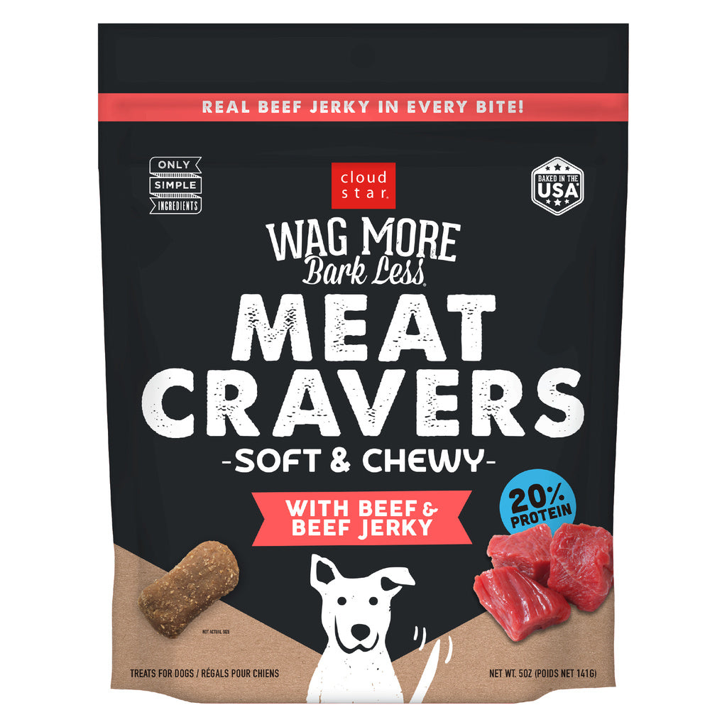 Cloud Star Wag More Bark Less Meat Cravers Soft Chews Dog Treats, Beef, 5 oz Bag