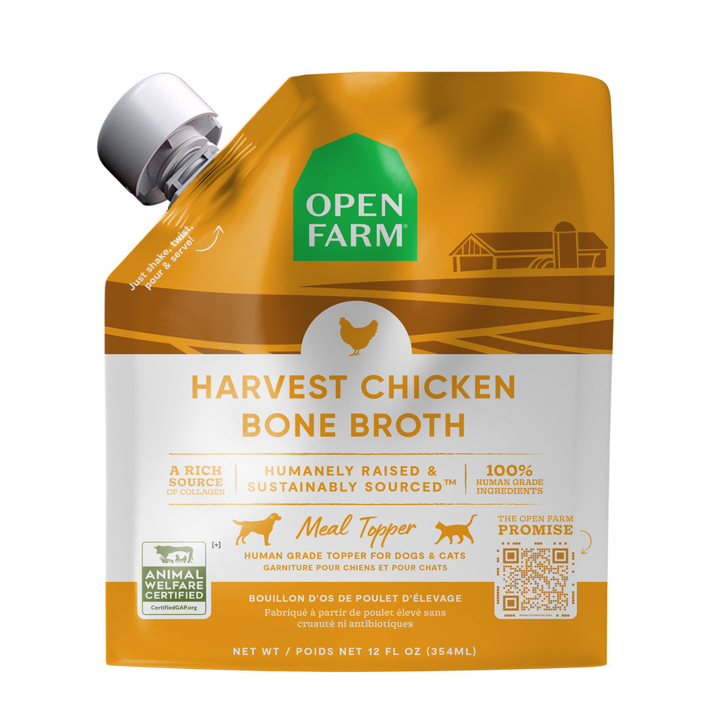 Open Farm Chicken Bone Broth for Dogs & Cats - 12 oz Food Topper, Ethically Sourced