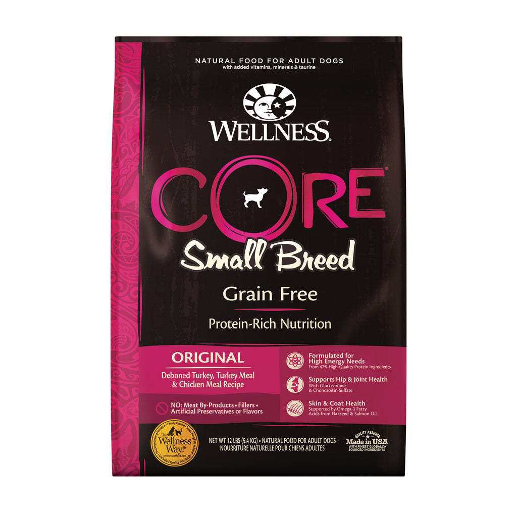 Wellness CORE Grain-Free Small Breed Turkey & Chicken Dry Dog Food, 12 lb Bag