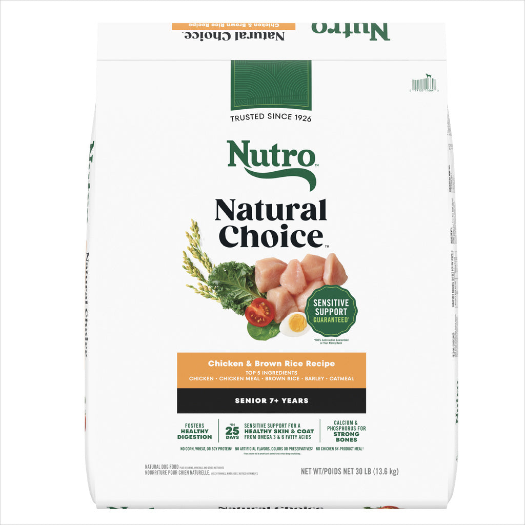 Nutro Natural Choice Senior Chicken & Brown Rice Recipe Dry Dog Food, 30 lbs