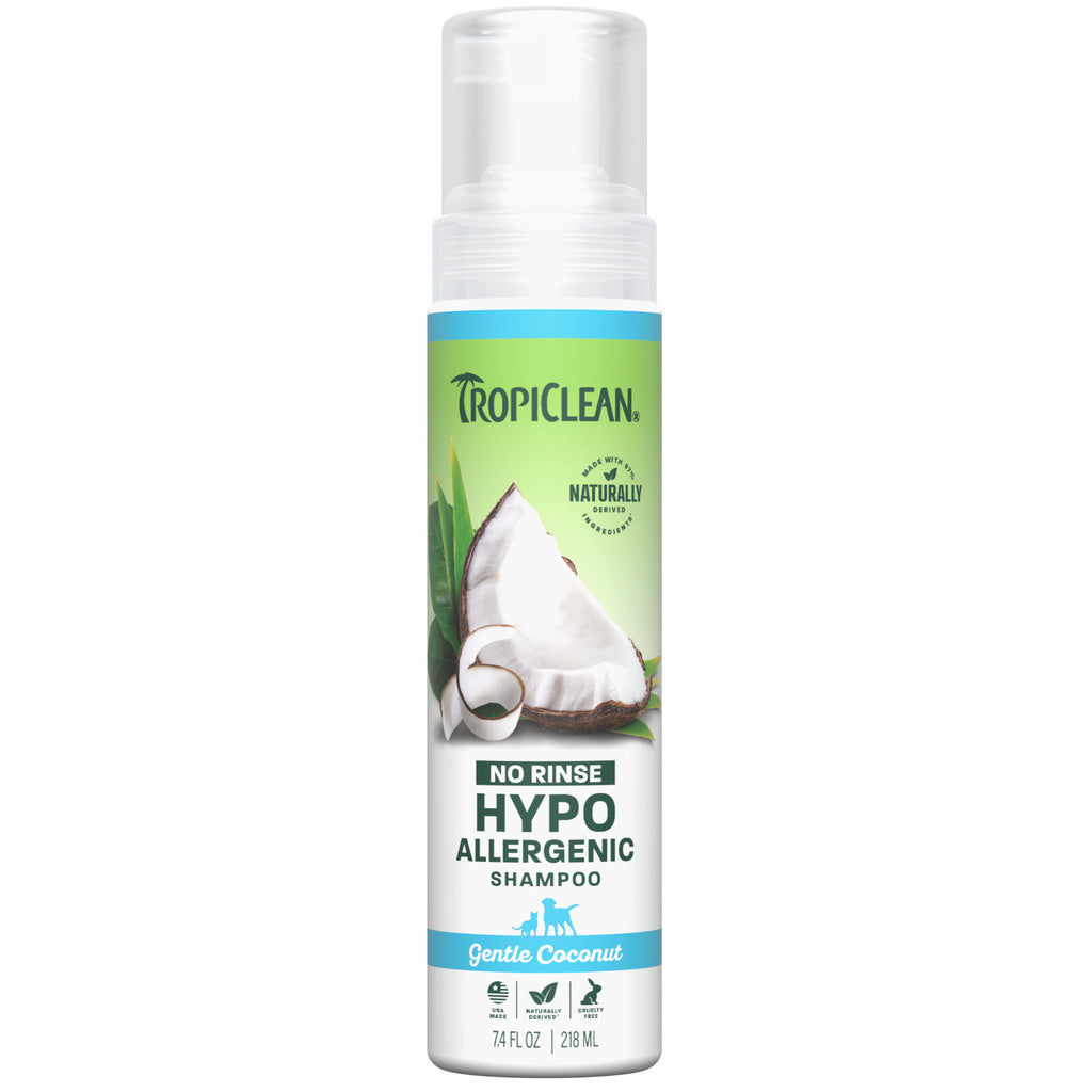TropiClean Hypoallergenic Waterless Dog & Cat Shampoo, No Rinse, 7.4 oz / 8 oz
