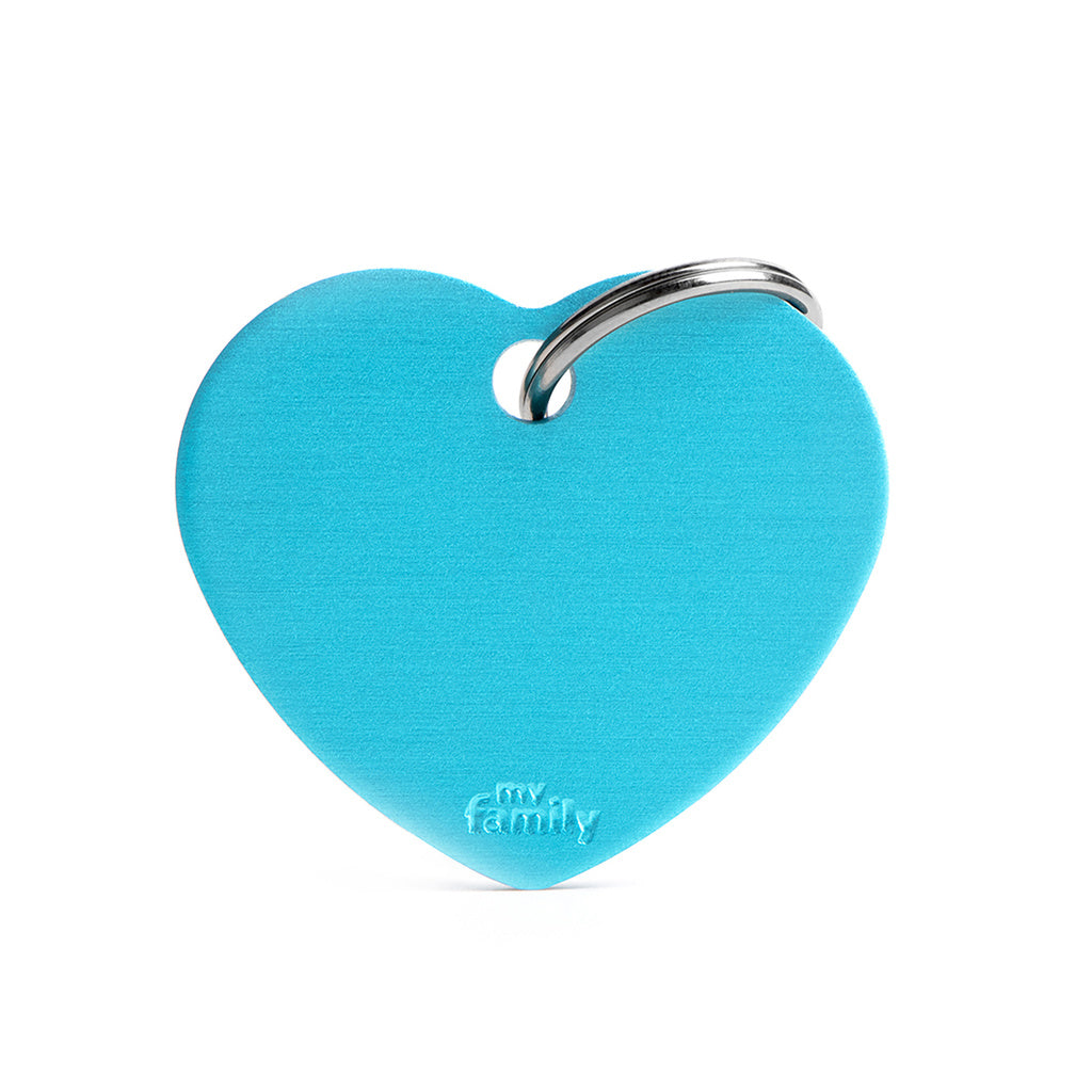 MyFamily Basic Large Heart Pet ID Tag, Light Blue Aluminum, Engravable