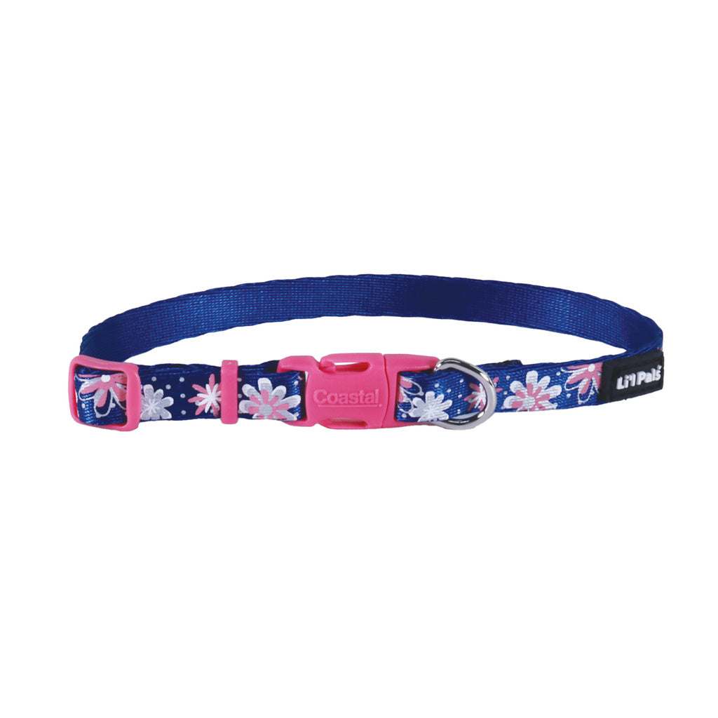 Coastal Li'l Pals Reflective Dog Collar, Flower with Dots, Petite X-Small