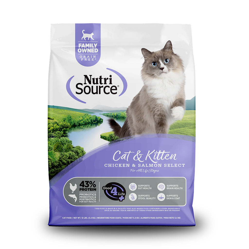 NutriSource Chicken & Salmon Grain Free Dry Cat & Kitten Food, 4 lb Bag