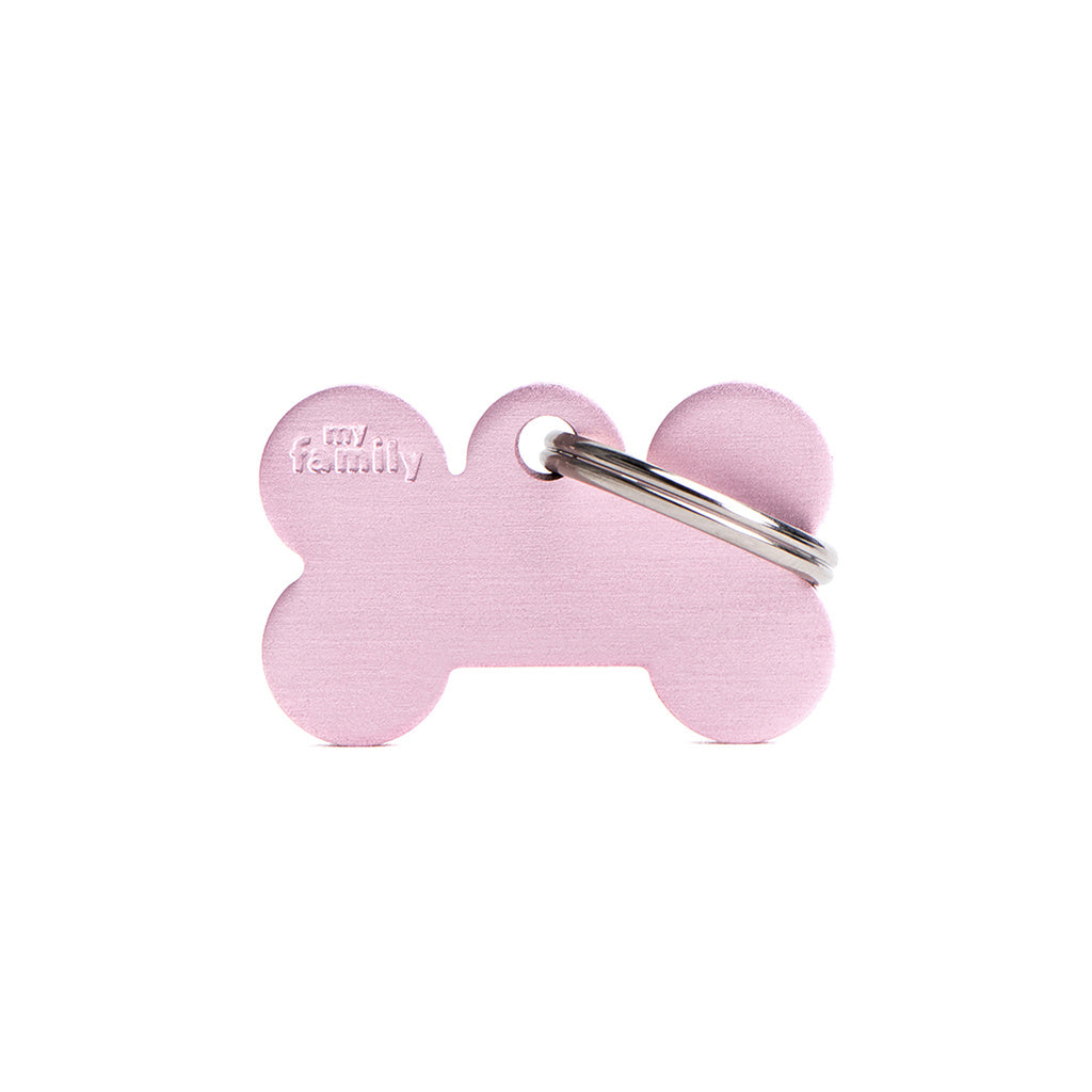 MyFamily Basic Collection Small Bone Pet ID Tag - Pink Aluminum