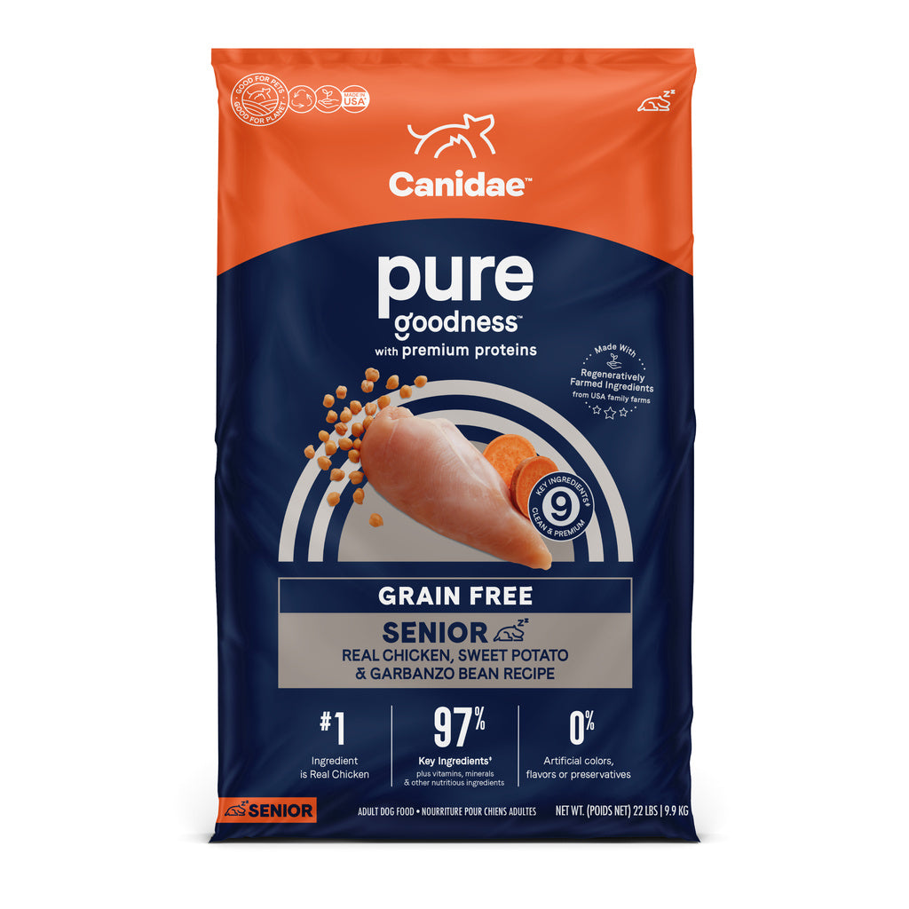 Canidae PURE Senior Dry Dog Food, Chicken, Sweet Potato & Garbanzo Bean Recipe, Grain-Free, 22 lbs