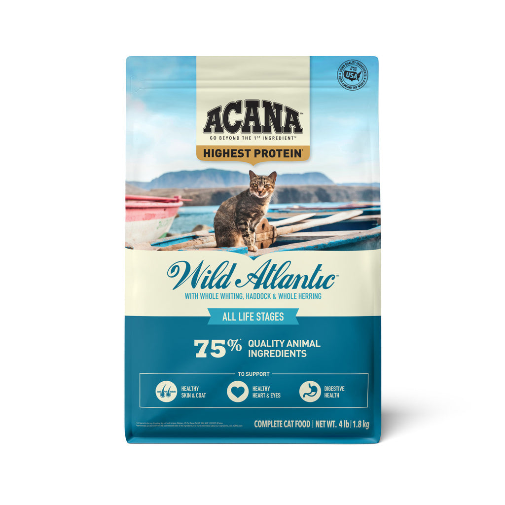 ACANA Grain-Free Wild Atlantic Dry Cat Food - Saltwater Fish & Freeze-Dried Liver, 4 lb Bag