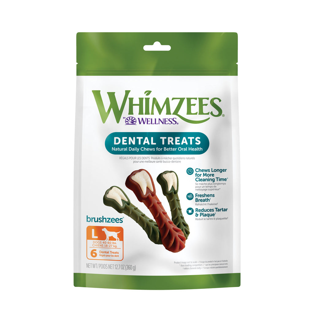 Whimzees Large Dog Dental Chews - Brushzees, Toothbrush, or Hedgehog - Natural Grain-Free Treats for Large Dogs