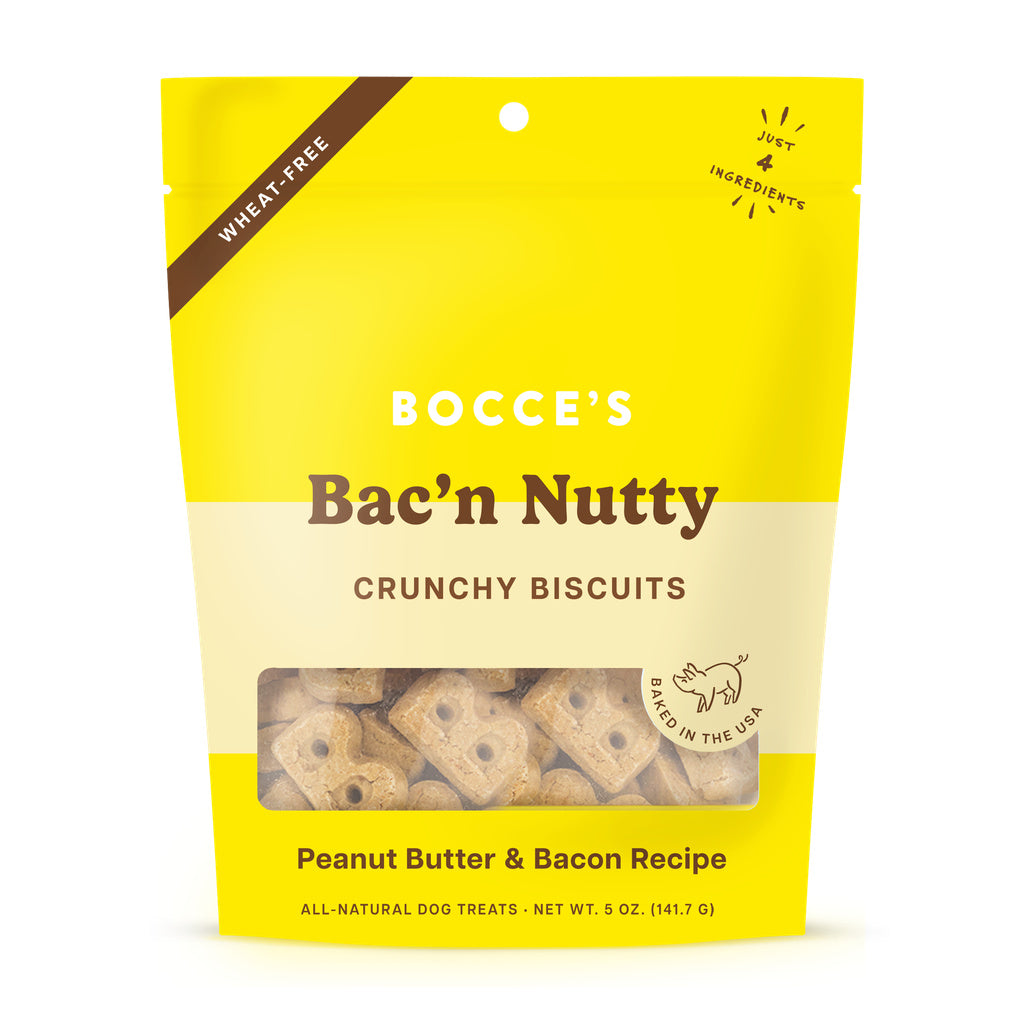 Bocce's Bakery Bac'N Nutty Dog Treats - Everyday Biscuits, Peanut Butter & Bacon, 5 oz