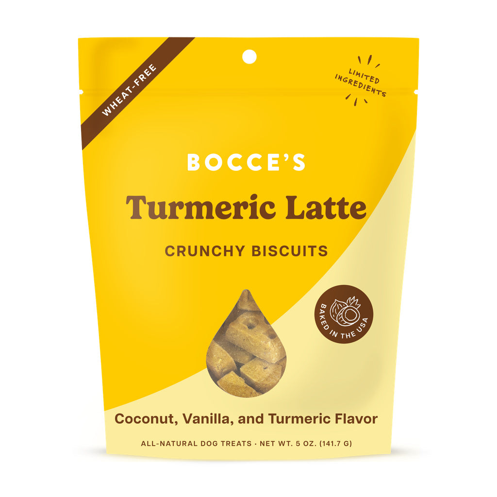 Bocce's Bakery Turmeric Latte Dog Treats - 5oz - Natural Biscuits with Coconut, Vanilla & Turmeric