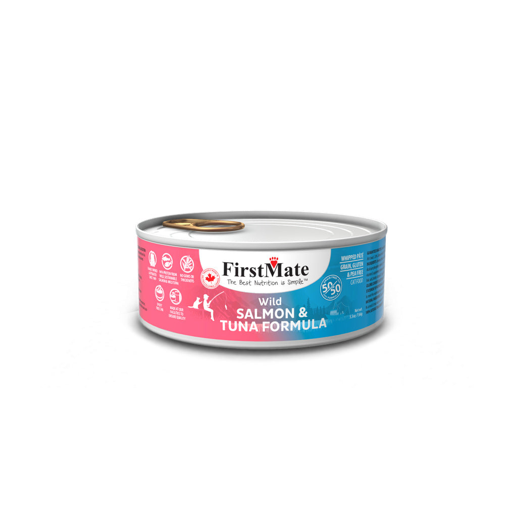 FirstMate 50/50 Wild Salmon & Tuna Grain-Free Canned Cat Food, 5.5 oz