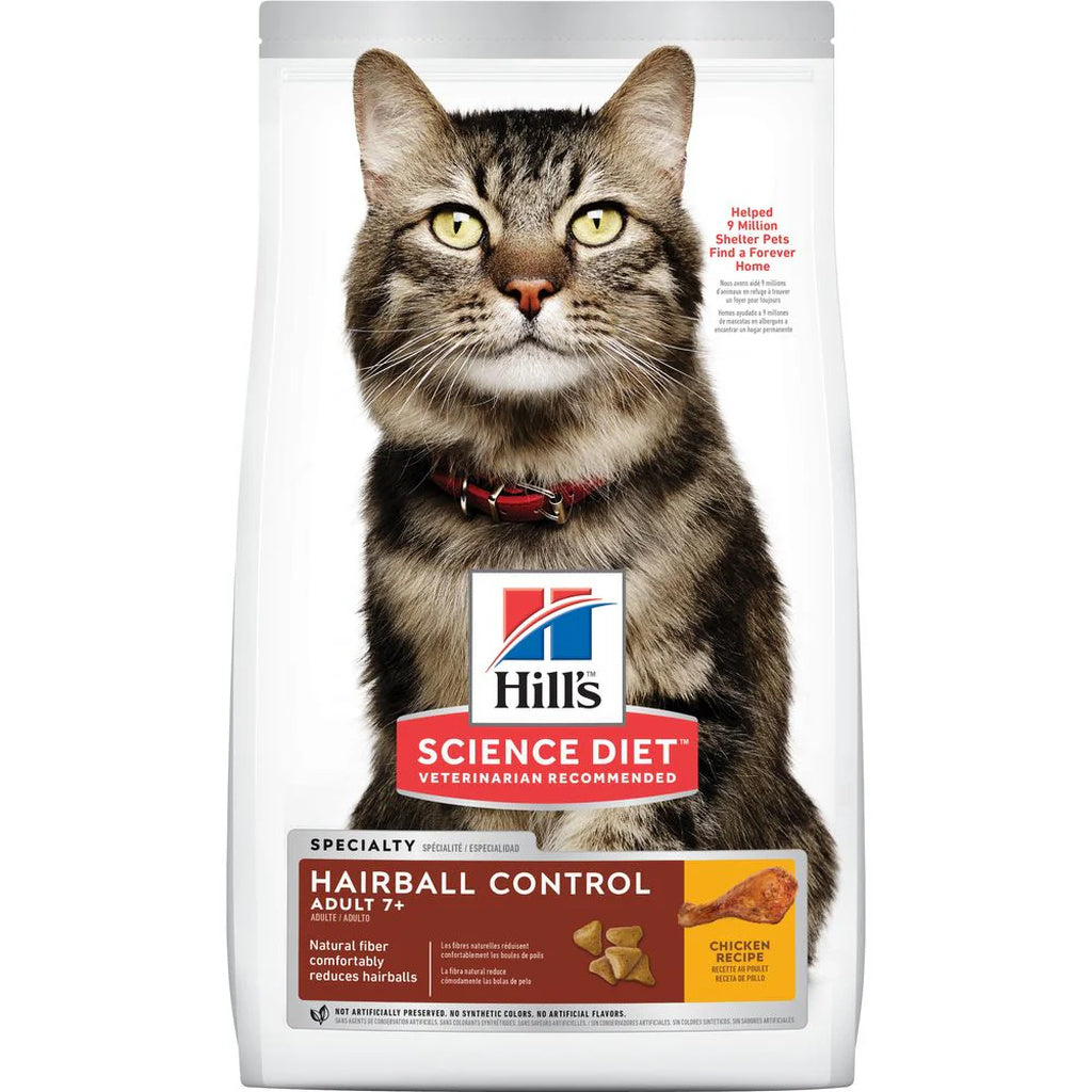 Hill's Science Diet Adult 7+ Hairball Control Chicken Recipe Dry Cat Food, 3.5 lb