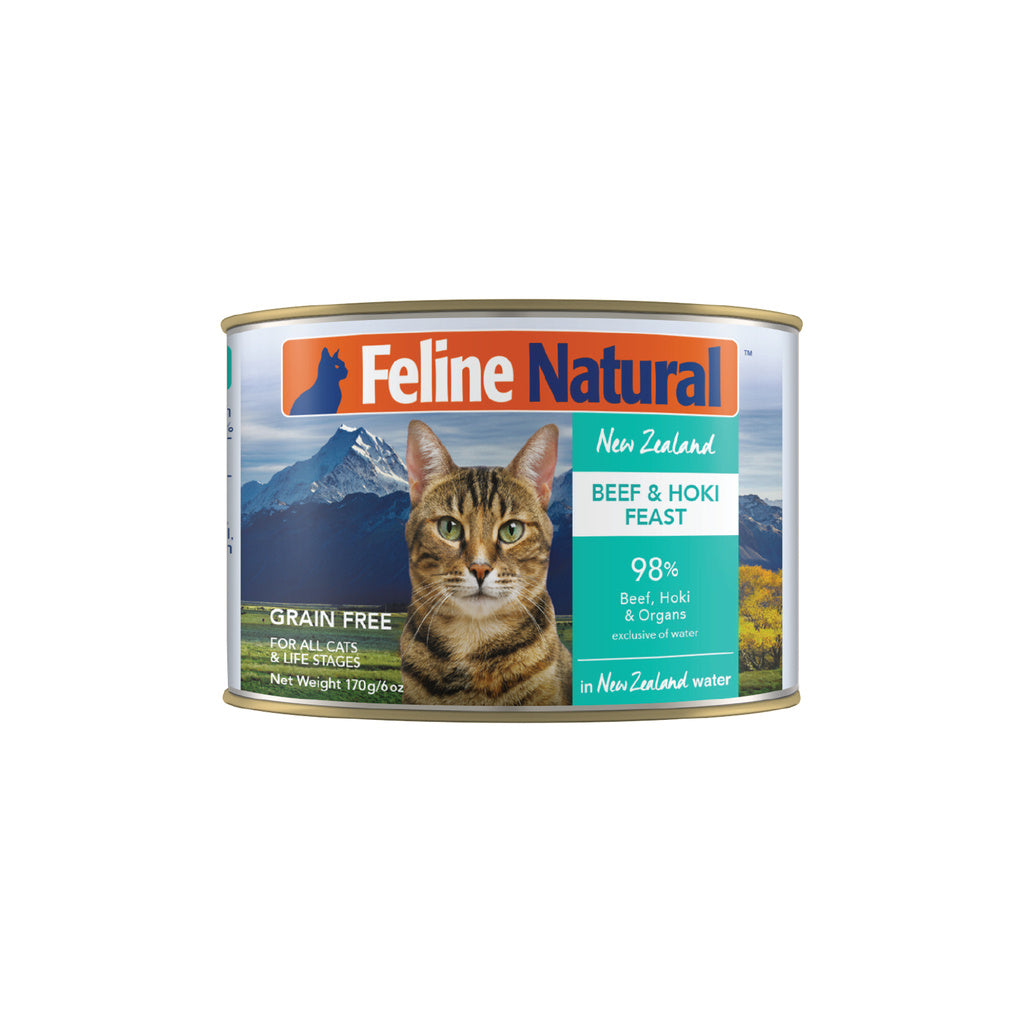 Feline Natural Beef & Hoki Feast Grain-Free Canned Cat Food, 6 oz / 170g