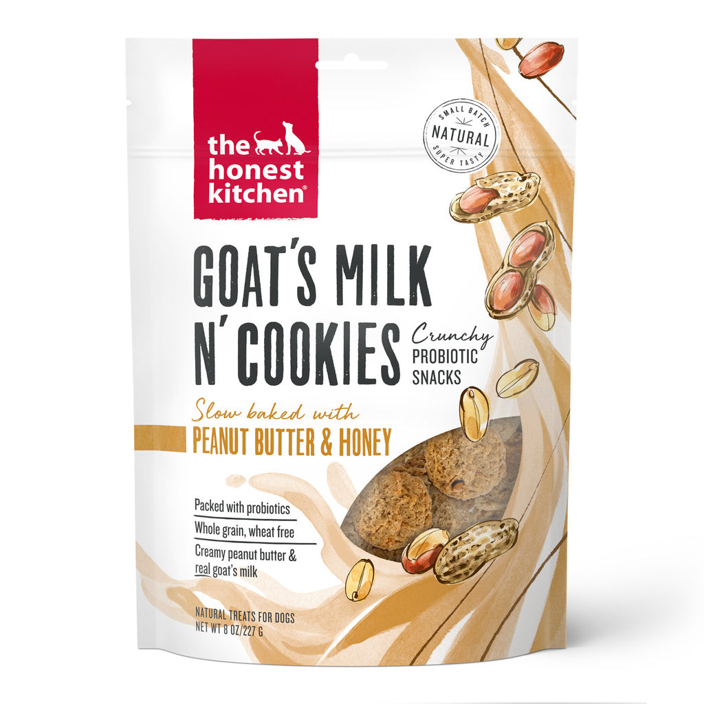 The Honest Kitchen Goat's Milk N' Cookies Dog Treats, Peanut Butter & Honey, 8 oz Bag