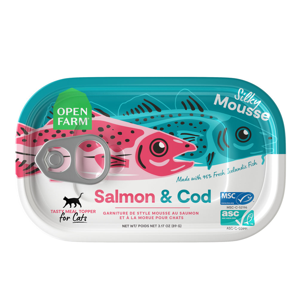 Open Farm Salmon & Cod Cat Food Topper - Silky Mousse, Grain-Free, 3.17 oz