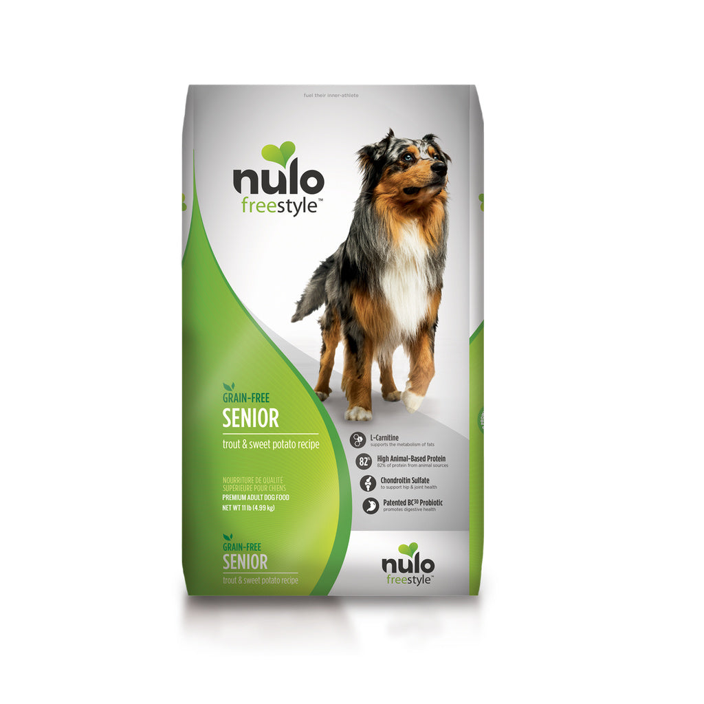 Nulo Freestyle Senior Grain-Free Dog Food, Trout & Sweet Potato Recipe, 11 lb Bag