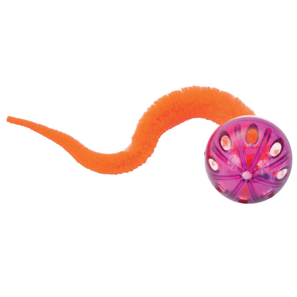 Turbo Tail Rattle Ball Cat Toy - Orange Rattle Ball with Tail