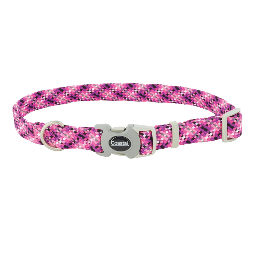 Coastal Pro Active Pixel Pink Dog Collar, 5/8 in x 8-12 in, Adjustable, Reflective Woven