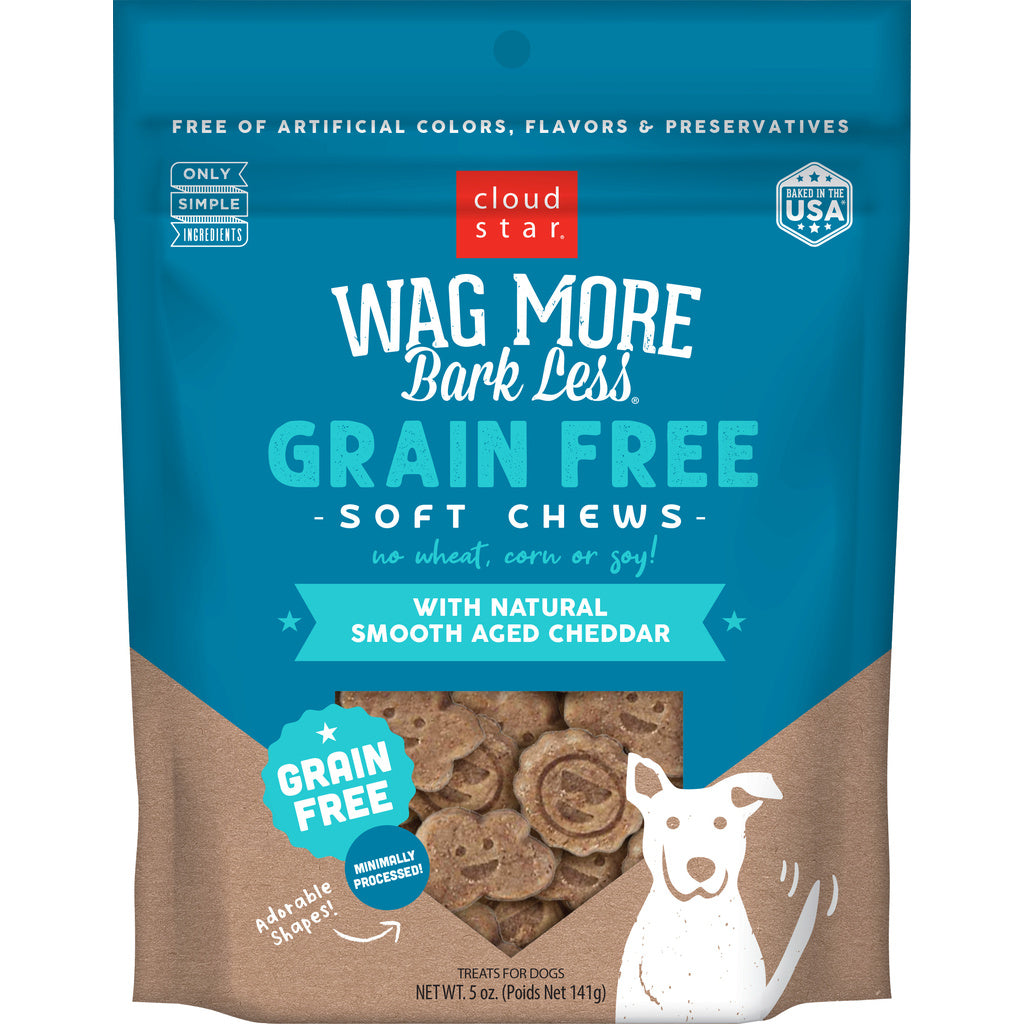 Cloud Star Wag More Bark Less Grain-Free Soft Chews - Aged Cheddar Dog Treats - 5 oz