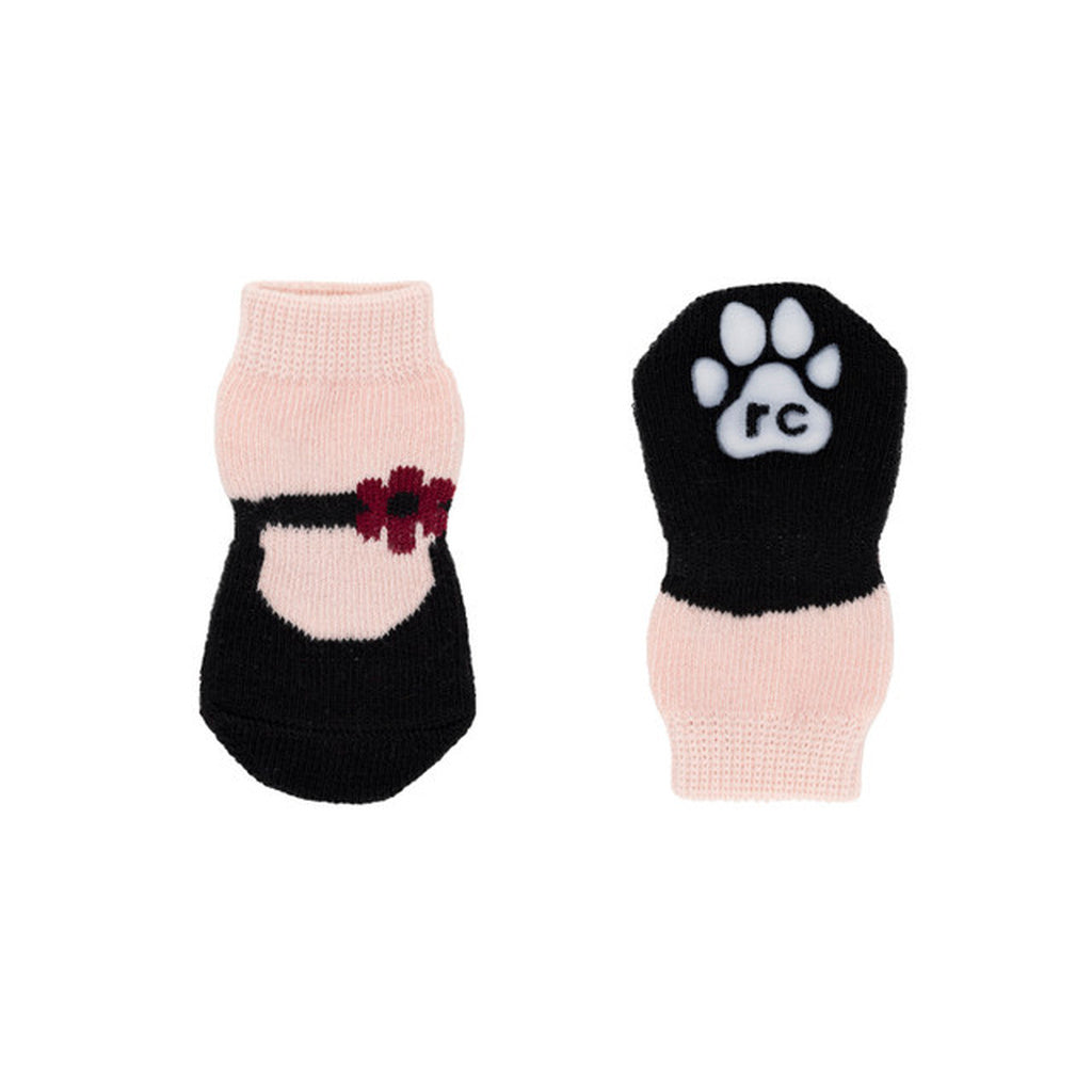 RC Pets Fun PAWks Anti-Slip Dog Socks - XX-Small, Mary Janes Pink