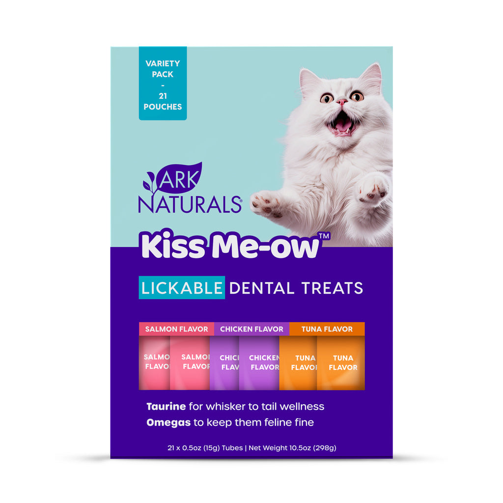 Ark Naturals Kiss Me-ow Cat Lickable Dental Treats Variety Pack - 21 x 0.5 oz Tubes (Chicken, Tuna, Salmon)