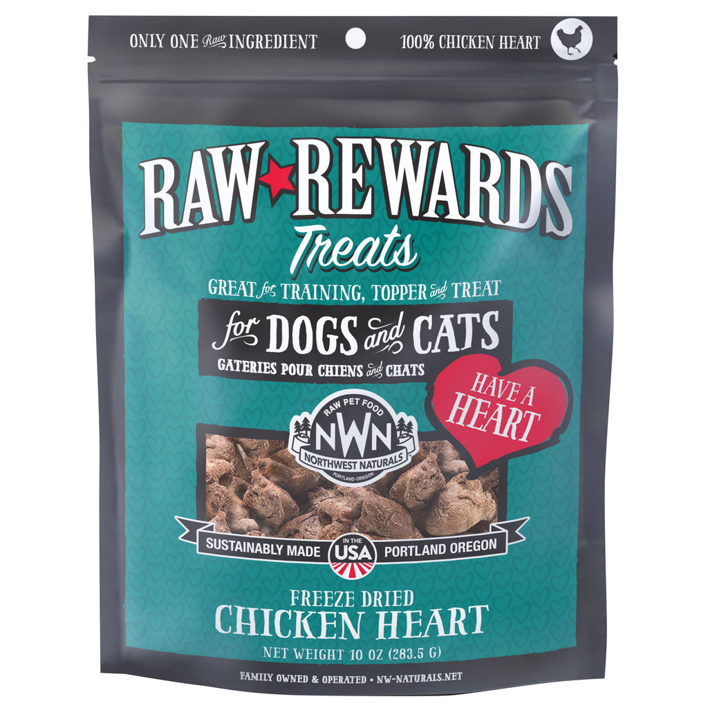 Northwest Naturals Raw Rewards Freeze-Dried Chicken Heart Treats - Dog & Cat, 10 oz