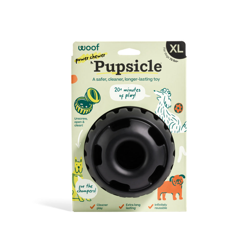 Woof Pupsicle Power Chewer Dog Toy - XL Black - Durable Treat Dispenser for Aggressive Chewers