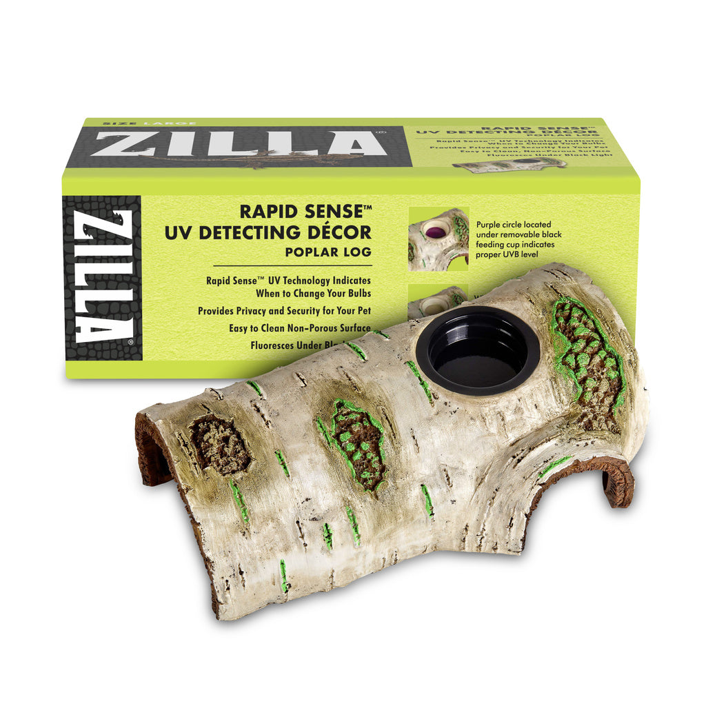 Zilla Rapid Sense Poplar Log - Large, UV Detecting Terrarium Decor