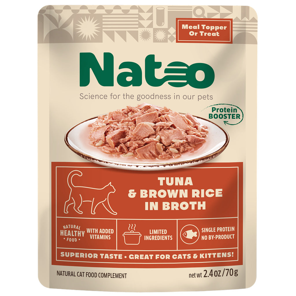 NATOO Cat Food Topper - Tuna & Brown Rice in Broth, Wet Food, High Protein, Limited Ingredient, 2.4 oz