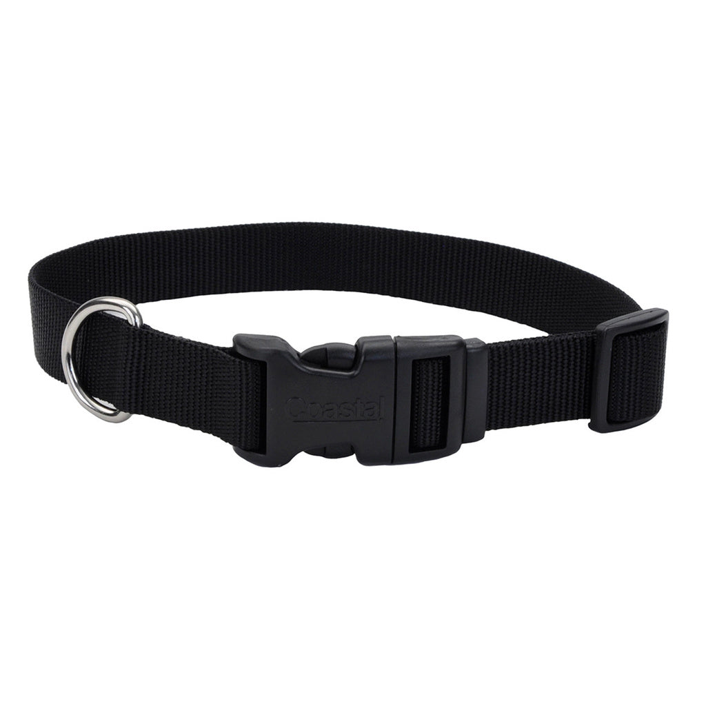 Coastal Pet Tuff Buckle Nylon Dog Collar, Black, Large, Adjustable 1" x 18-26"