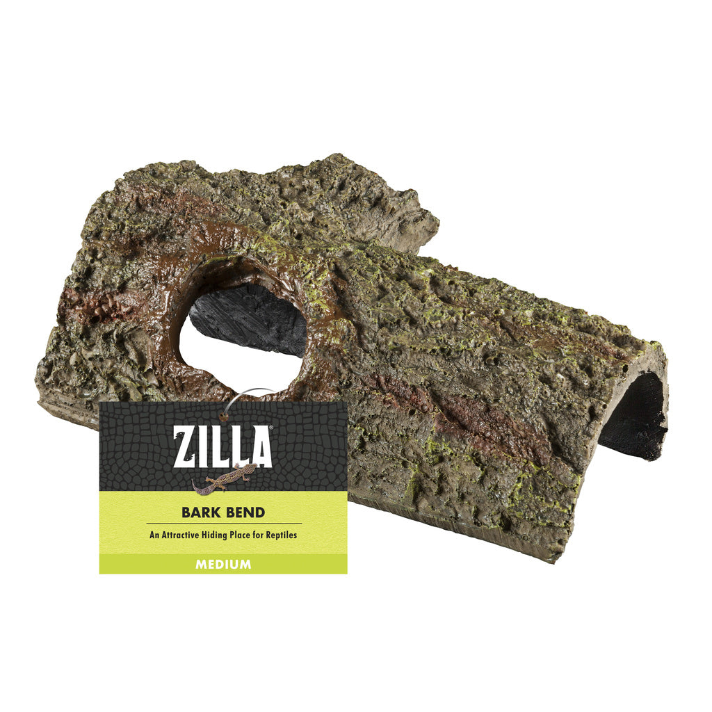 Zilla Bark Bend Terrarium/Aquarium Accessory - Medium Reptile Hideout