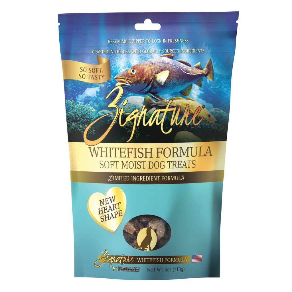 Zignature Whitefish Soft Moist Dog Treats - 4oz Bag - Limited Ingredient, Training Rewards