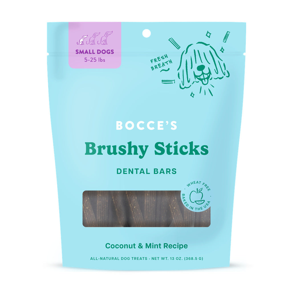 Bocce's Bakery Dailies Brushy Sticks Small Dog Dental Treats - Coconut & Mint, 13oz
