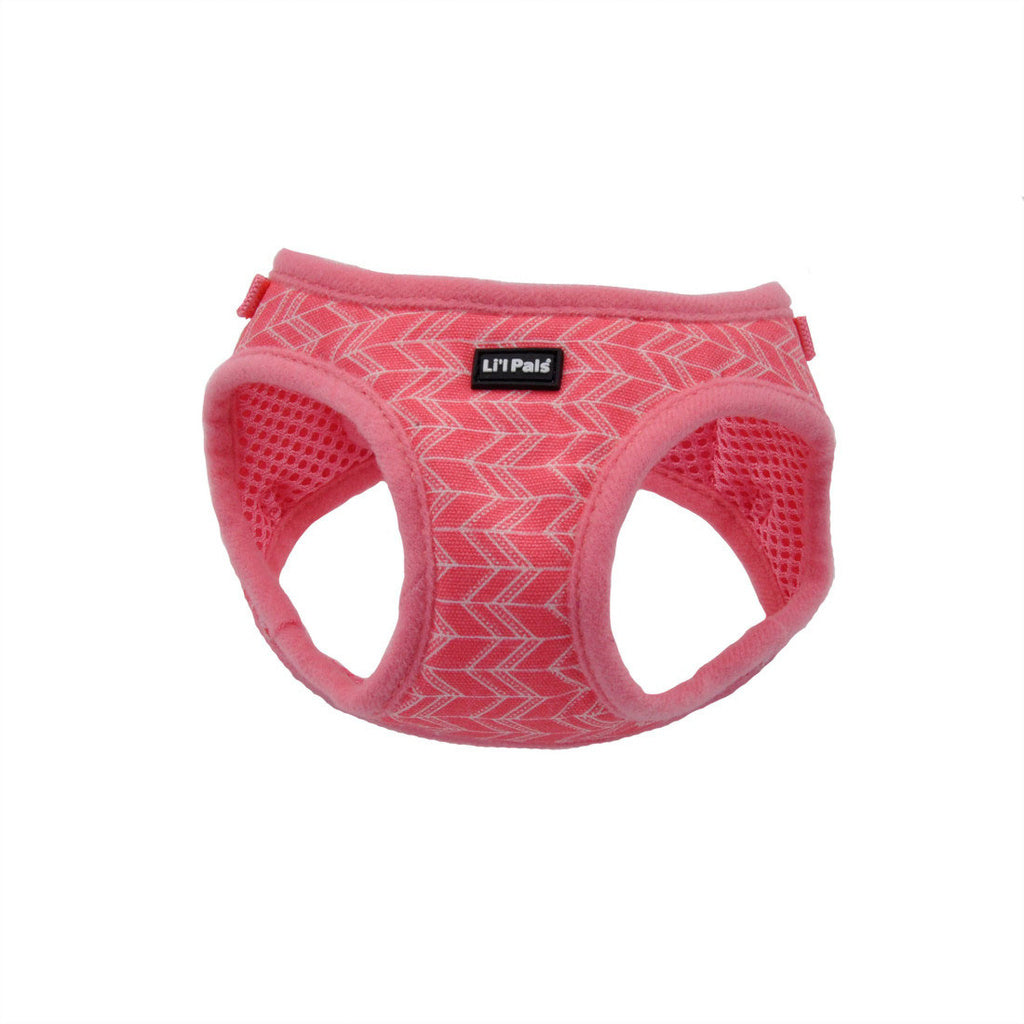Coastal Pet Li'l Pals Canvas Dog Harness - Pink Tribal Chevron - 3/8" x 10-12"