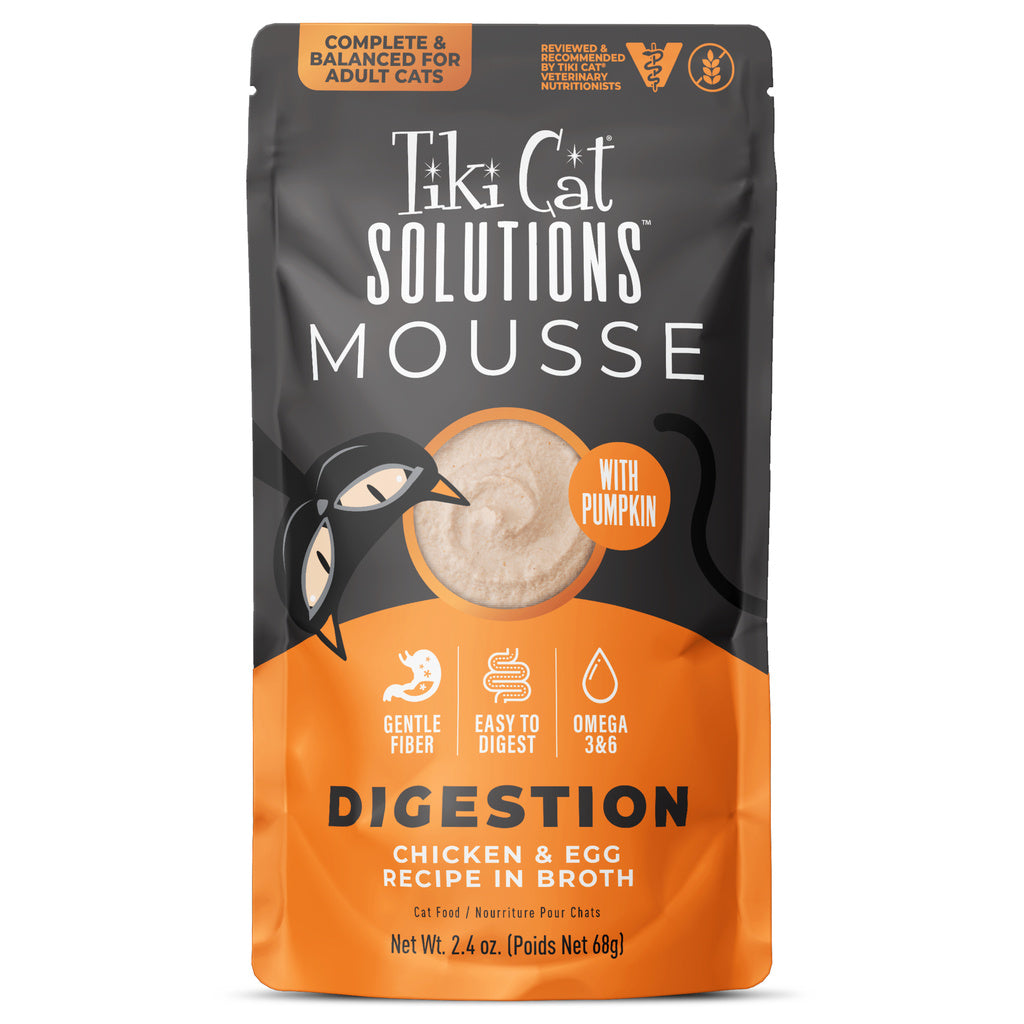 Tiki Cat Special Mousse Digestion - Chicken & Egg with Pumpkin, 2.4oz (68g) - Digestive Support Cat Food