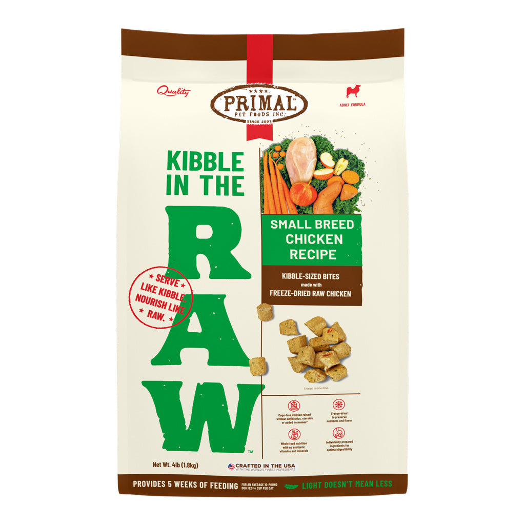 Primal Kibble in the Raw Freeze Dried Small Breed Dog Food - Chicken Recipe - 4 lb Bag