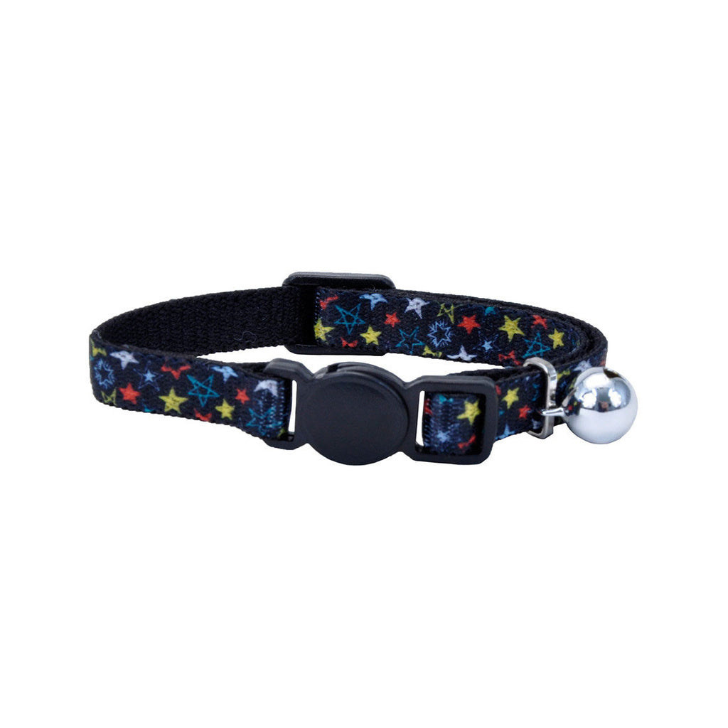 Li'l Pals Star Print Elastic Safety Cat Collar - Kitten & Small Cat Breakaway Collar
