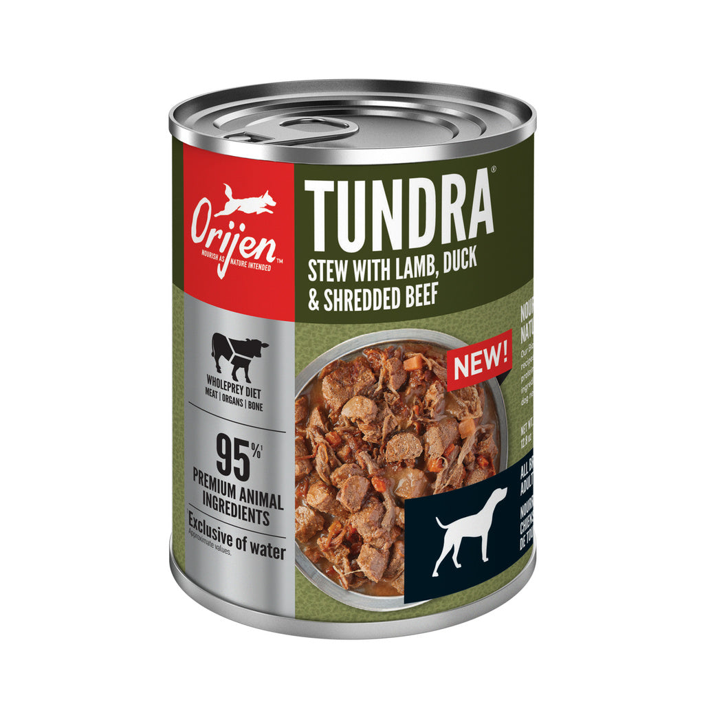 ORIJEN Tundra Stew Pate Wet Dog Food, Grain-Free, 12.8 oz Can, Beef, Duck, & Lamb Recipe