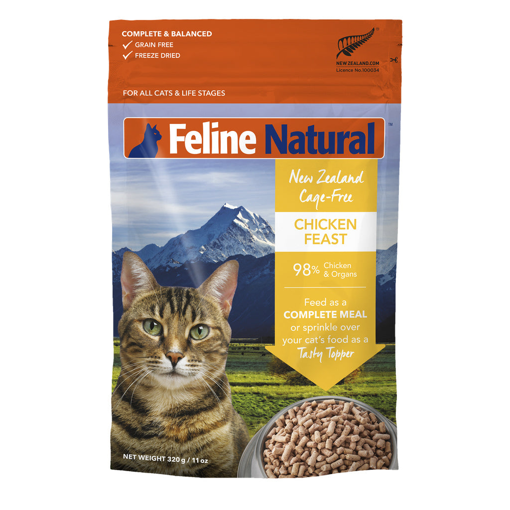 Feline Natural Freeze-Dried Chicken Feast Cat Food, 320g (11 oz) - Grain-Free, Cage-Free Chicken